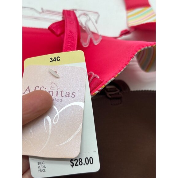 Affinitas Intimates Set of 2 Removable Straps Push-up bras, 34C, striped/brown - Picture 7 of 16